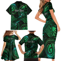 Personalised Polynesia Zodiac Taurus Family Matching Short Sleeve Bodycon Dress and Hawaiian Shirt Galaxy Polynesian Pattern Chest Tattoo Style LT14 - Polynesian Pride