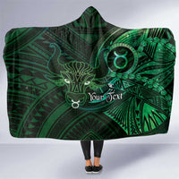 Personalised Polynesia Zodiac Taurus Hooded Blanket Galaxy Polynesian Pattern Chest Tattoo Style