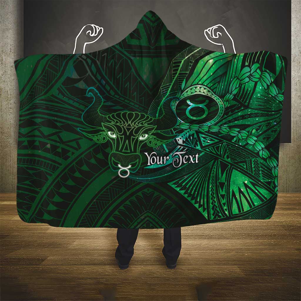 Personalised Polynesia Zodiac Taurus Hooded Blanket Galaxy Polynesian Pattern Chest Tattoo Style