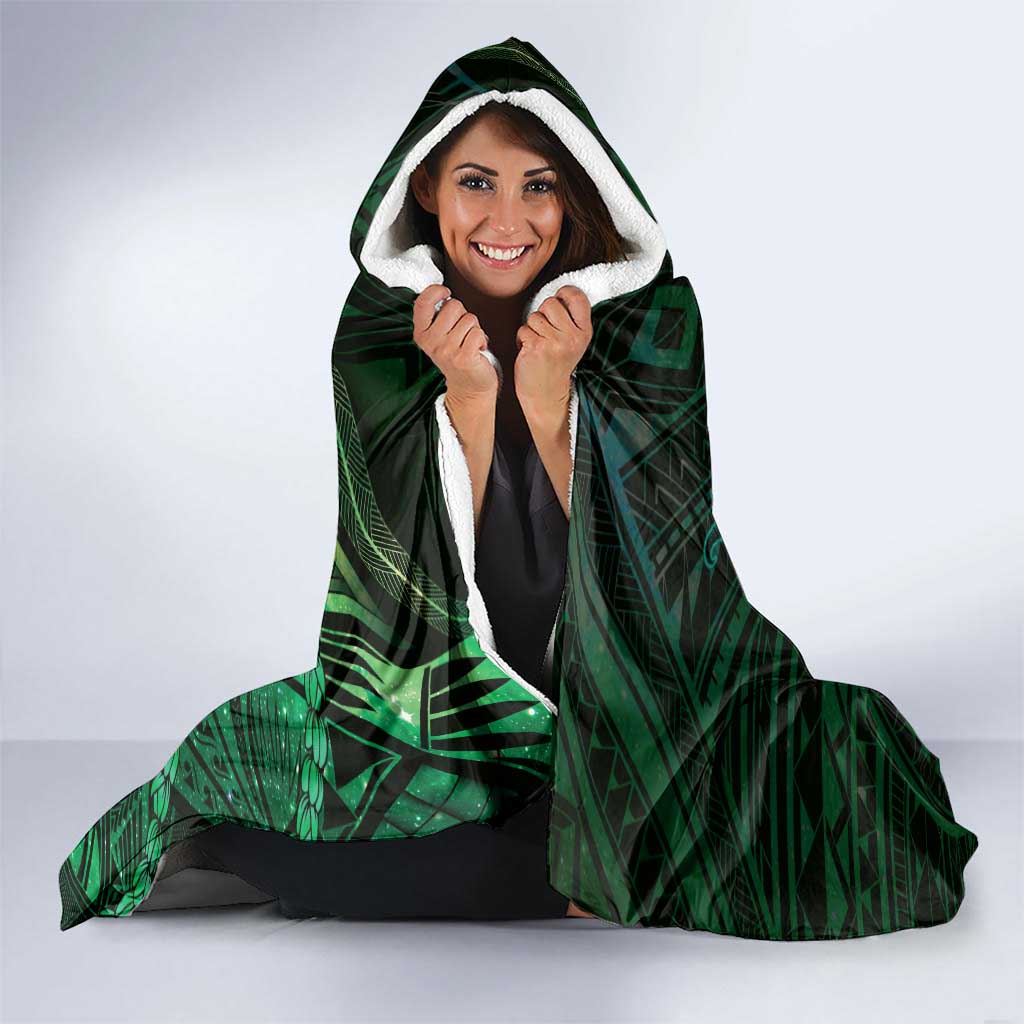 Personalised Polynesia Zodiac Taurus Hooded Blanket Galaxy Polynesian Pattern Chest Tattoo Style