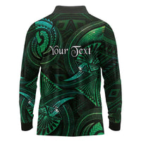 Personalised Polynesia Zodiac Taurus Long Sleeve Polo Shirt Galaxy Polynesian Pattern Chest Tattoo Style
