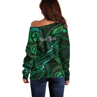 Personalised Polynesia Zodiac Taurus Off Shoulder Sweater Galaxy Polynesian Pattern Chest Tattoo Style