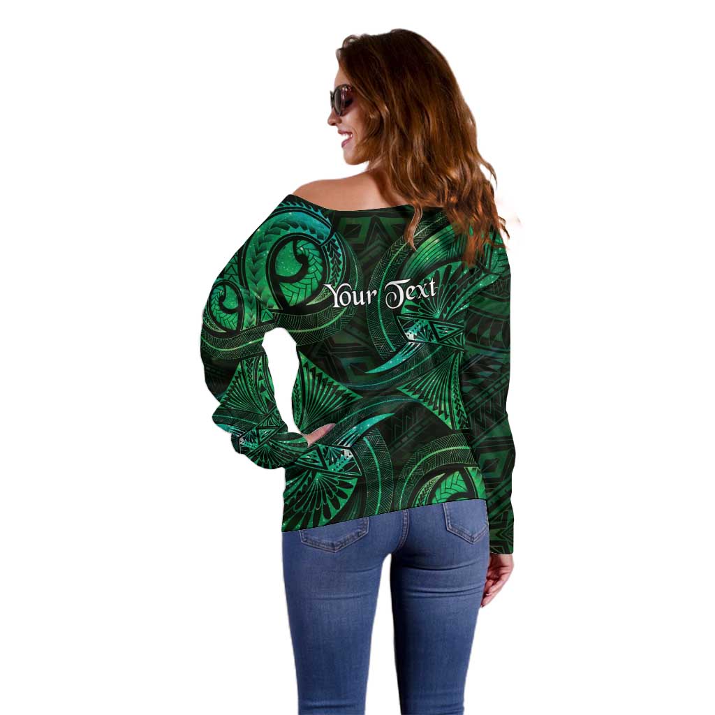 Personalised Polynesia Zodiac Taurus Off Shoulder Sweater Galaxy Polynesian Pattern Chest Tattoo Style