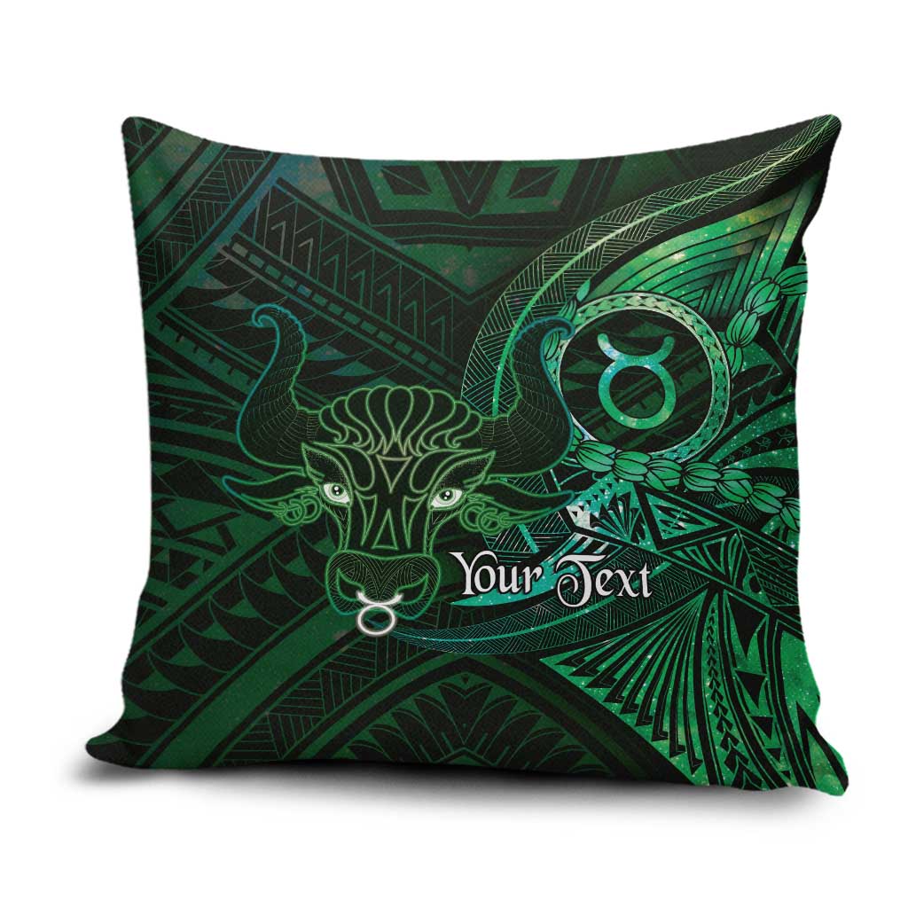 Personalised Polynesia Zodiac Taurus Pillow Cover Galaxy Polynesian Pattern Chest Tattoo Style LT14 Green - Polynesian Pride