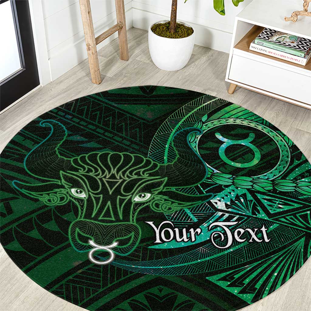 Personalised Polynesia Zodiac Taurus Round Carpet Galaxy Polynesian Pattern Chest Tattoo Style LT14 Green - Polynesian Pride