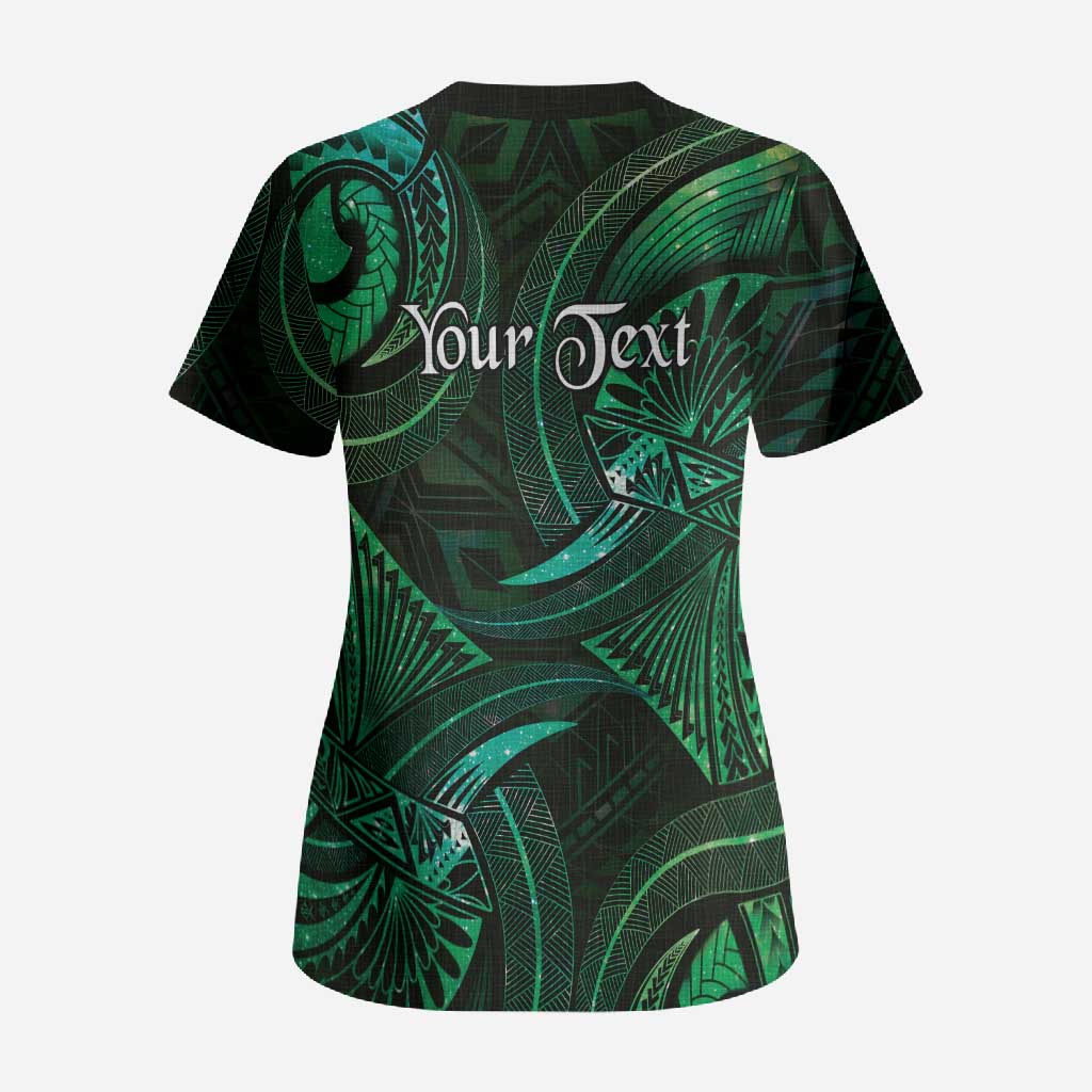 Personalised Polynesia Zodiac Taurus Scrub Top Galaxy Polynesian Pattern Chest Tattoo Style
