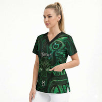 Personalised Polynesia Zodiac Taurus Scrub Top Galaxy Polynesian Pattern Chest Tattoo Style
