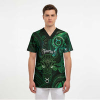 Personalised Polynesia Zodiac Taurus Scrub Top Galaxy Polynesian Pattern Chest Tattoo Style