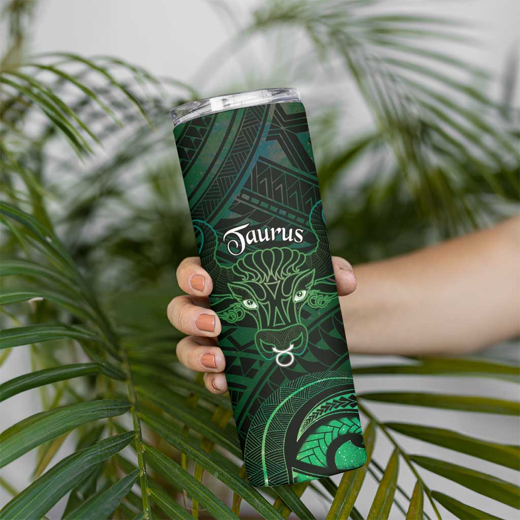 Personalised Polynesia Zodiac Taurus Skinny Tumbler Galaxy Polynesian Pattern Chest Tattoo Style
