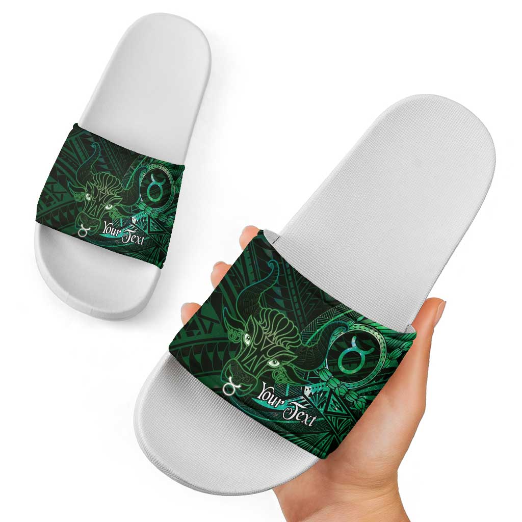 Personalised Polynesia Zodiac Taurus Slide Sandals Galaxy Polynesian Pattern Chest Tattoo Style LT14 - Polynesian Pride
