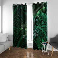 Personalised Polynesia Zodiac Taurus Window Curtain Galaxy Polynesian Pattern Chest Tattoo Style LT14 With Grommets Green - Polynesian Pride