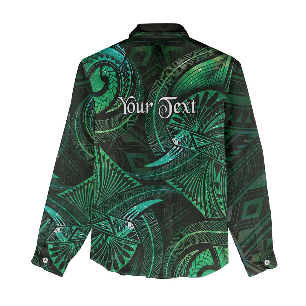 Personalised Polynesia Zodiac Taurus Women Casual Shirt Galaxy Polynesian Pattern Chest Tattoo Style