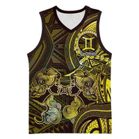 Personalised Polynesia Zodiac Gemini Basketball Jersey Galaxy Polynesian Pattern Chest Tattoo Style
