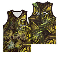Personalised Polynesia Zodiac Gemini Basketball Jersey Galaxy Polynesian Pattern Chest Tattoo Style