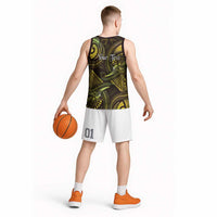 Personalised Polynesia Zodiac Gemini Basketball Jersey Galaxy Polynesian Pattern Chest Tattoo Style