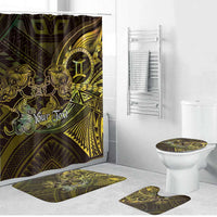 Personalised Polynesia Zodiac Gemini Bathroom Set Galaxy Polynesian Pattern Chest Tattoo Style LT14 Bathroom Set (4 pcs) Yellow - Polynesian Pride