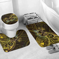 Personalised Polynesia Zodiac Gemini Bathroom Set Galaxy Polynesian Pattern Chest Tattoo Style LT14 Mat Set Only (3 pcs) One Size Yellow - Polynesian Pride