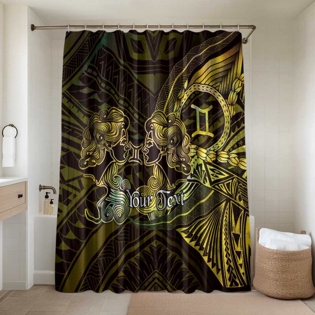 Personalised Polynesia Zodiac Gemini Bathroom Set Galaxy Polynesian Pattern Chest Tattoo Style LT14 Shower Curtain Only Yellow - Polynesian Pride