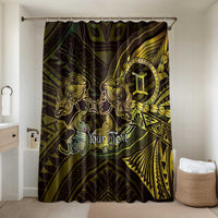 Personalised Polynesia Zodiac Gemini Bathroom Set Galaxy Polynesian Pattern Chest Tattoo Style LT14 Shower Curtain Only Yellow - Polynesian Pride