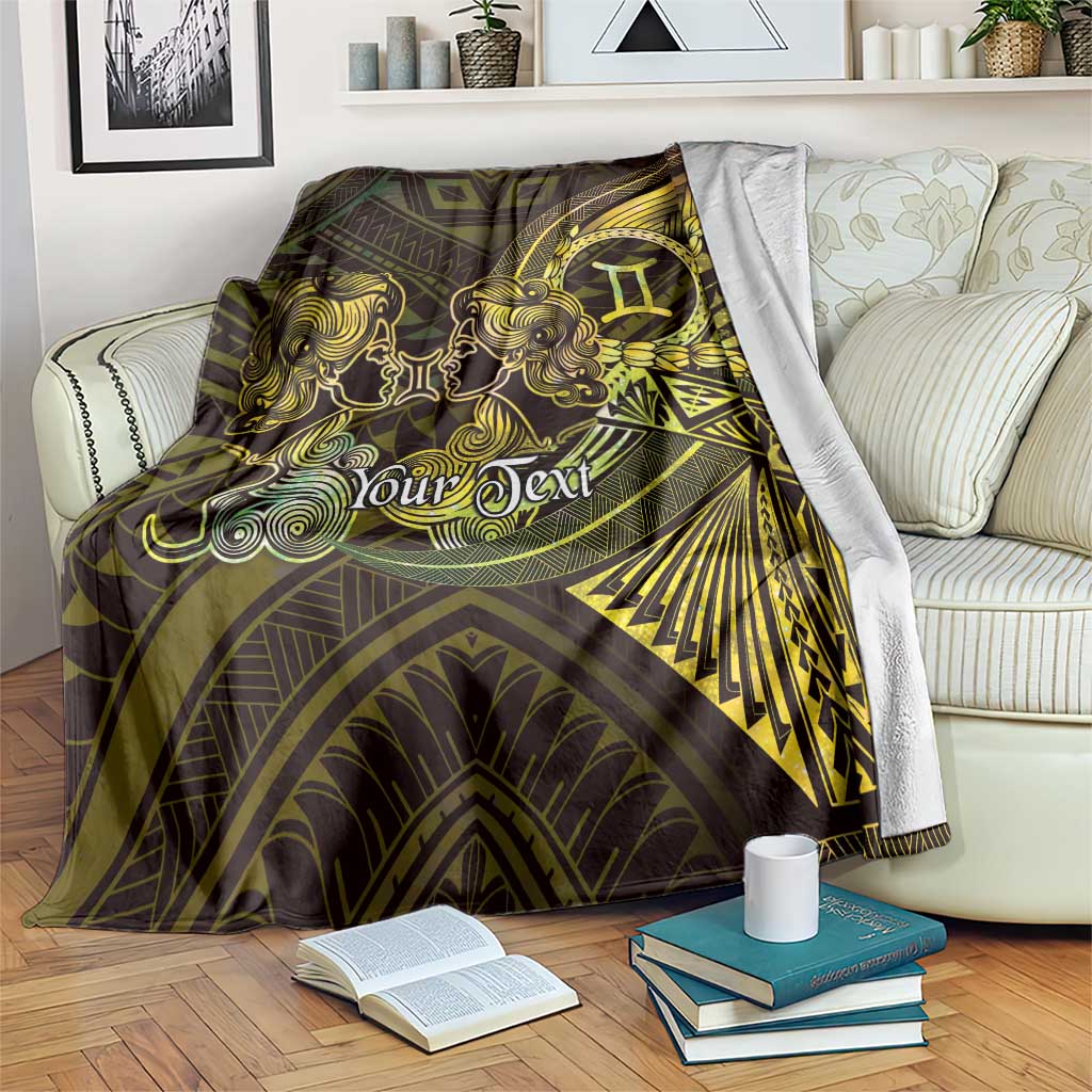 Personalised Polynesia Zodiac Gemini Blanket Galaxy Polynesian Pattern Chest Tattoo Style