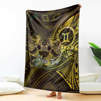 Personalised Polynesia Zodiac Gemini Blanket Galaxy Polynesian Pattern Chest Tattoo Style