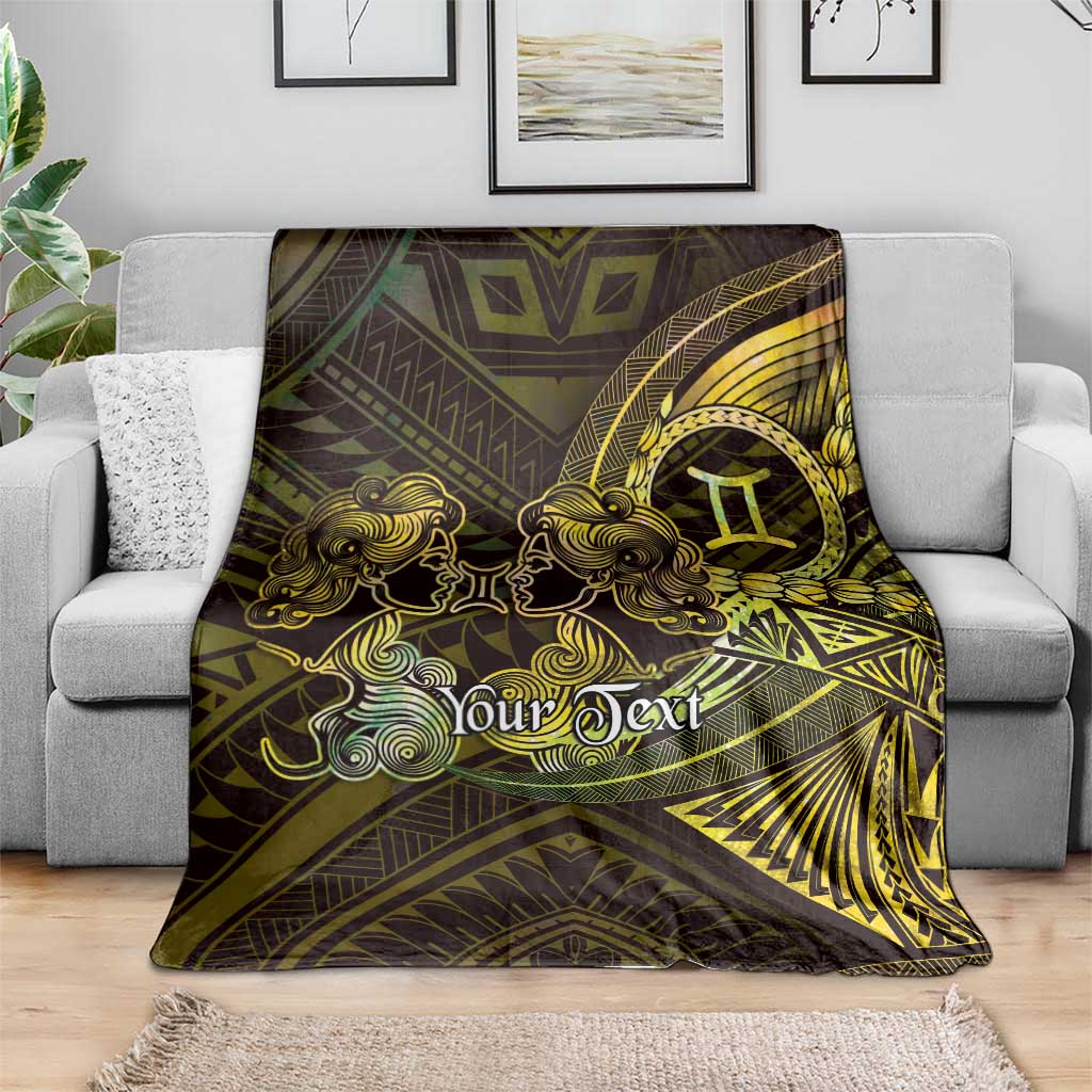 Personalised Polynesia Zodiac Gemini Blanket Galaxy Polynesian Pattern Chest Tattoo Style