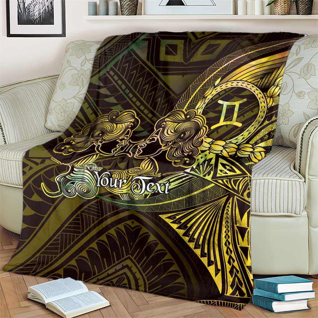 Personalised Polynesia Zodiac Gemini Blanket Galaxy Polynesian Pattern Chest Tattoo Style