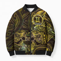 Personalised Polynesia Zodiac Gemini Bomber Puffer Jacket Galaxy Polynesian Pattern Chest Tattoo Style