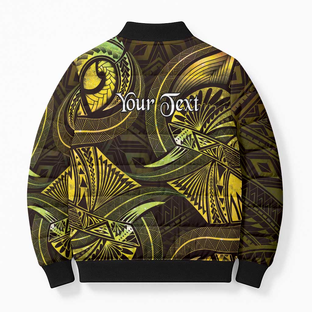 Personalised Polynesia Zodiac Gemini Bomber Puffer Jacket Galaxy Polynesian Pattern Chest Tattoo Style