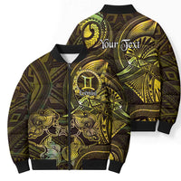 Personalised Polynesia Zodiac Gemini Bomber Puffer Jacket Galaxy Polynesian Pattern Chest Tattoo Style