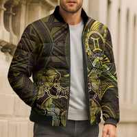 Personalised Polynesia Zodiac Gemini Bomber Puffer Jacket Galaxy Polynesian Pattern Chest Tattoo Style