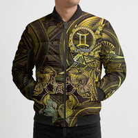 Personalised Polynesia Zodiac Gemini Bomber Puffer Jacket Galaxy Polynesian Pattern Chest Tattoo Style