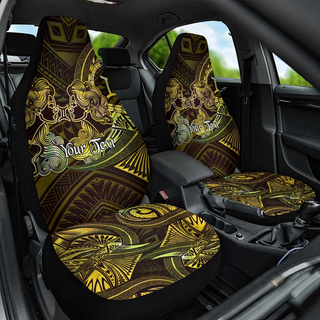 Personalised Polynesia Zodiac Gemini Car Seat Cover Galaxy Polynesian Pattern Chest Tattoo Style LT14 One Size Yellow - Polynesian Pride