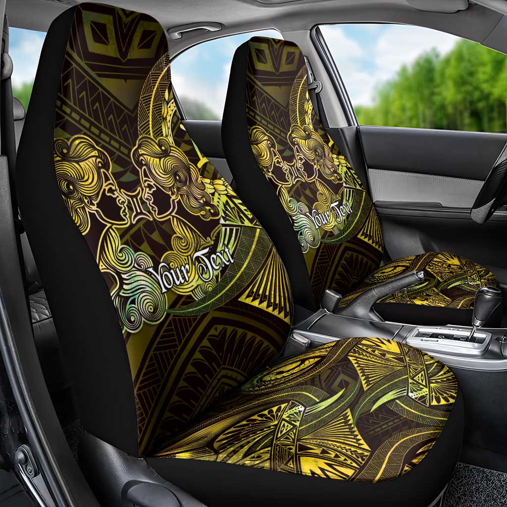 Personalised Polynesia Zodiac Gemini Car Seat Cover Galaxy Polynesian Pattern Chest Tattoo Style LT14 - Polynesian Pride