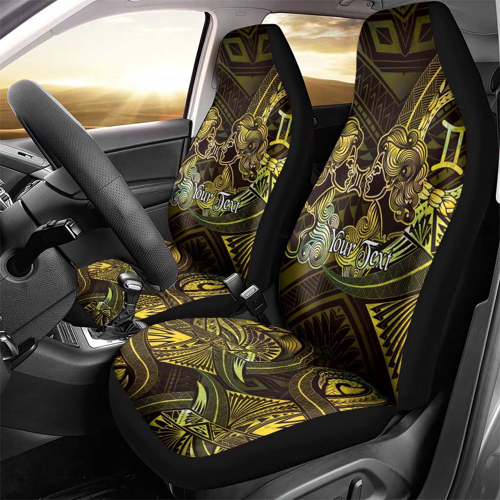 Personalised Polynesia Zodiac Gemini Car Seat Cover Galaxy Polynesian Pattern Chest Tattoo Style LT14 - Polynesian Pride