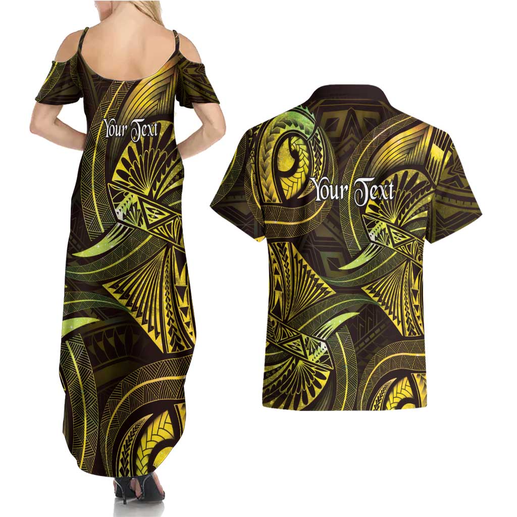 Personalised Polynesia Zodiac Gemini Couples Matching Summer Maxi Dress and Hawaiian Shirt Galaxy Polynesian Pattern Chest Tattoo Style LT14 - Polynesian Pride