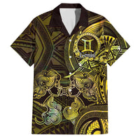 Personalised Polynesia Zodiac Gemini Family Matching Mermaid Dress and Hawaiian Shirt Galaxy Polynesian Pattern Chest Tattoo Style LT14 Dad's Shirt - Short Sleeve Yellow - Polynesian Pride
