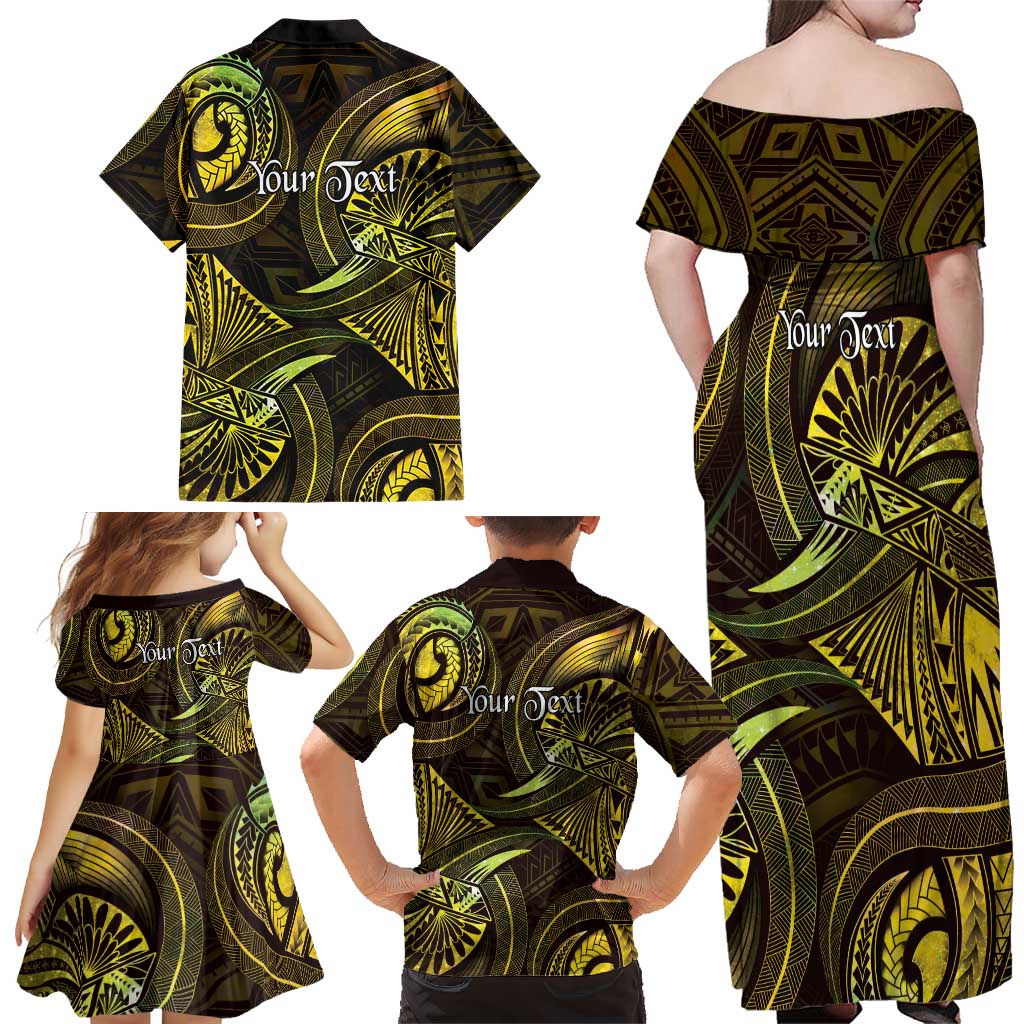 Personalised Polynesia Zodiac Gemini Family Matching Off Shoulder Maxi Dress and Hawaiian Shirt Galaxy Polynesian Pattern Chest Tattoo Style LT14 - Polynesian Pride