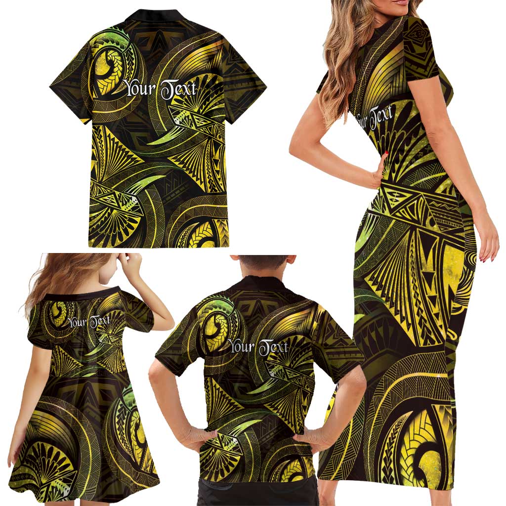 Personalised Polynesia Zodiac Gemini Family Matching Short Sleeve Bodycon Dress and Hawaiian Shirt Galaxy Polynesian Pattern Chest Tattoo Style LT14 - Polynesian Pride