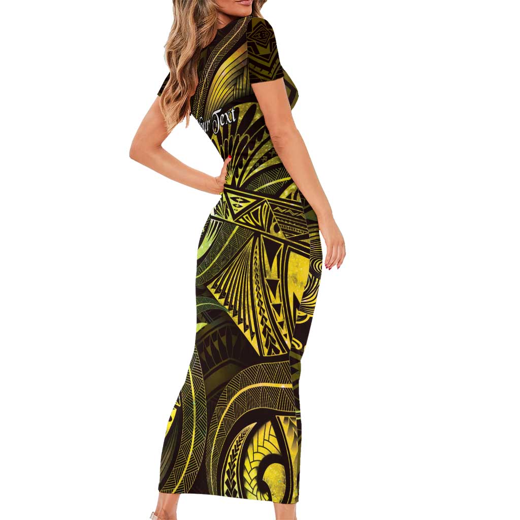 Personalised Polynesia Zodiac Gemini Family Matching Short Sleeve Bodycon Dress and Hawaiian Shirt Galaxy Polynesian Pattern Chest Tattoo Style LT14 - Polynesian Pride
