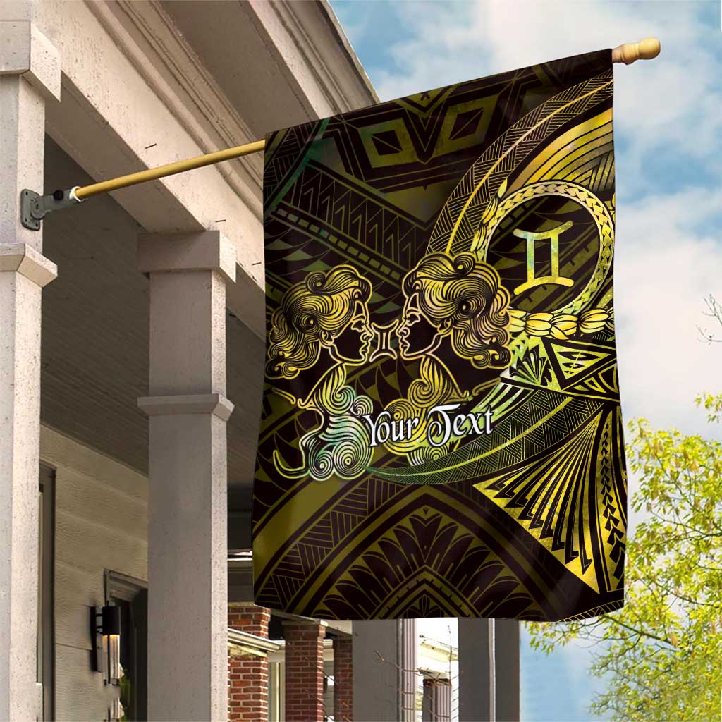 Personalised Polynesia Zodiac Gemini Garden Flag Galaxy Polynesian Pattern Chest Tattoo Style LT14 House Flag Yellow - Polynesian Pride