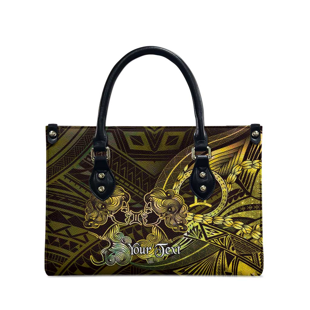 Personalised Polynesia Zodiac Gemini Leather Bag Galaxy Polynesian Pattern Chest Tattoo Style