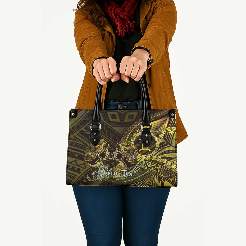 Personalised Polynesia Zodiac Gemini Leather Bag Galaxy Polynesian Pattern Chest Tattoo Style
