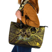Personalised Polynesia Zodiac Gemini Leather Tote Bag Galaxy Polynesian Pattern Chest Tattoo Style