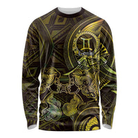 Personalised Polynesia Zodiac Gemini Long Sleeve Shirt Galaxy Polynesian Pattern Chest Tattoo Style