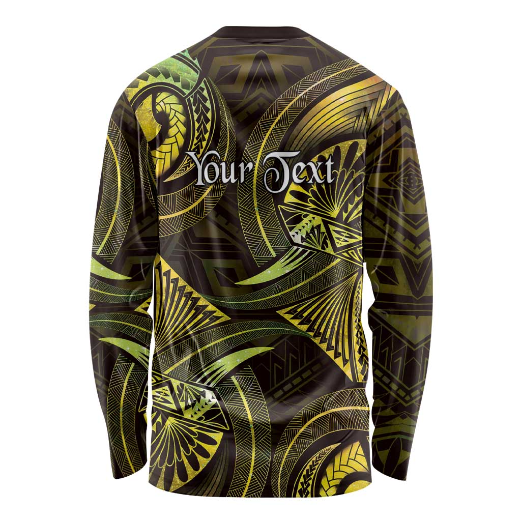 Personalised Polynesia Zodiac Gemini Long Sleeve Shirt Galaxy Polynesian Pattern Chest Tattoo Style