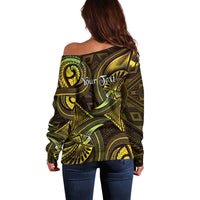 Personalised Polynesia Zodiac Gemini Off Shoulder Sweater Galaxy Polynesian Pattern Chest Tattoo Style