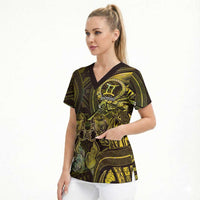 Personalised Polynesia Zodiac Gemini Scrub Top Galaxy Polynesian Pattern Chest Tattoo Style LT14 - Polynesian Pride