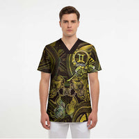 Personalised Polynesia Zodiac Gemini Scrub Top Galaxy Polynesian Pattern Chest Tattoo Style LT14 - Polynesian Pride