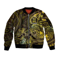 Personalised Polynesia Zodiac Gemini Sleeve Zip Bomber Jacket Galaxy Polynesian Pattern Chest Tattoo Style